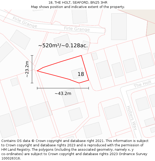 18, THE HOLT, SEAFORD, BN25 3HR: Plot and title map