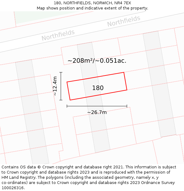 180, NORTHFIELDS, NORWICH, NR4 7EX: Plot and title map