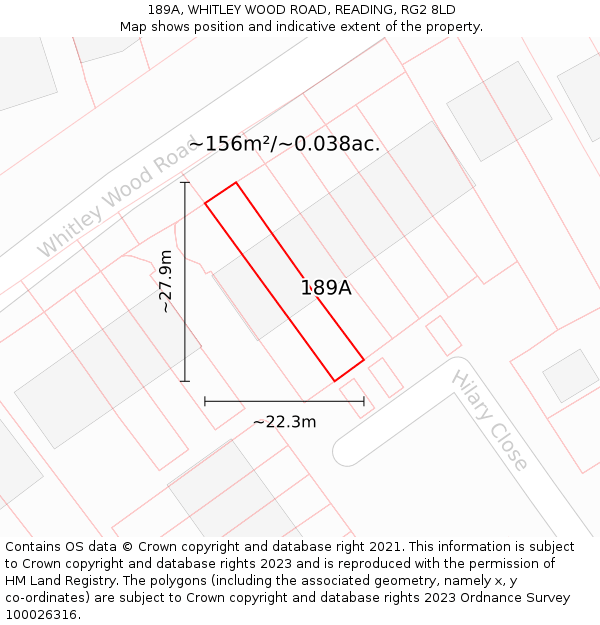 189A, WHITLEY WOOD ROAD, READING, RG2 8LD: Plot and title map