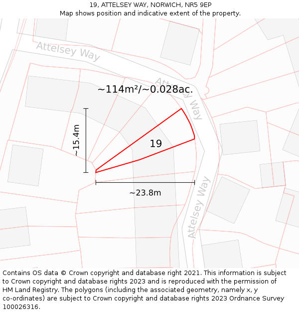 19, ATTELSEY WAY, NORWICH, NR5 9EP: Plot and title map