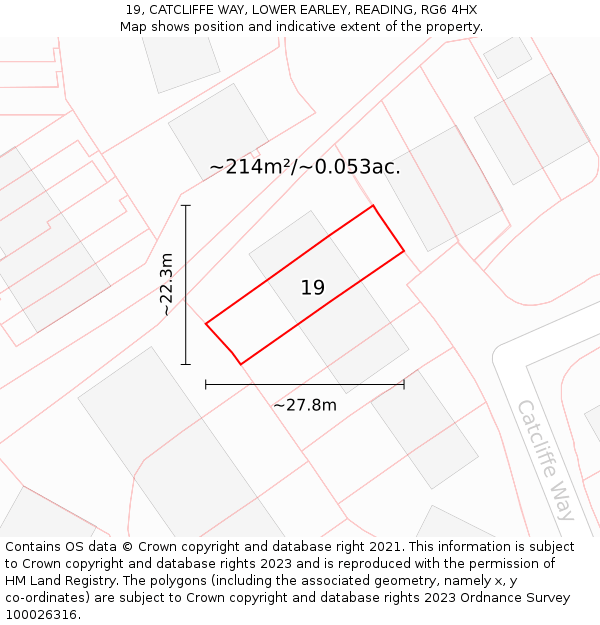19, CATCLIFFE WAY, LOWER EARLEY, READING, RG6 4HX: Plot and title map
