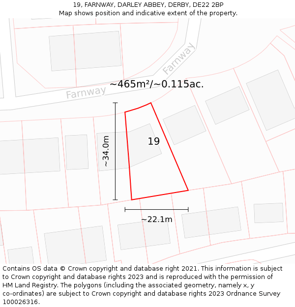 19, FARNWAY, DARLEY ABBEY, DERBY, DE22 2BP: Plot and title map