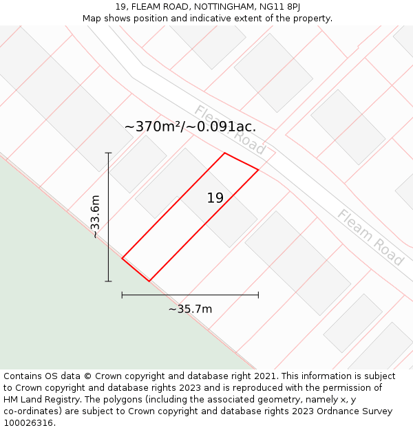 19, FLEAM ROAD, NOTTINGHAM, NG11 8PJ: Plot and title map