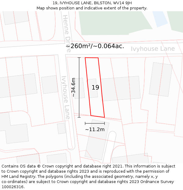 19, IVYHOUSE LANE, BILSTON, WV14 9JH: Plot and title map