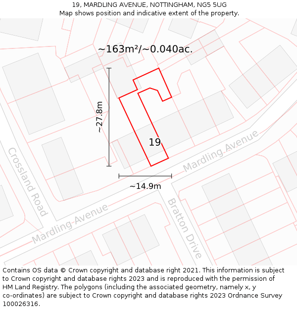19, MARDLING AVENUE, NOTTINGHAM, NG5 5UG: Plot and title map