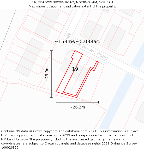19, MEADOW BROWN ROAD, NOTTINGHAM, NG7 5PH: Plot and title map