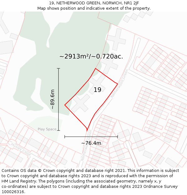 19, NETHERWOOD GREEN, NORWICH, NR1 2JF: Plot and title map