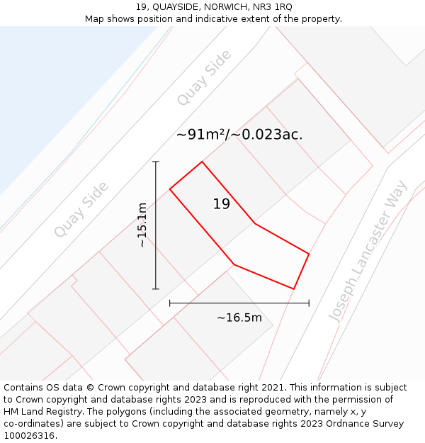 19, QUAYSIDE, NORWICH, NR3 1RQ: Plot and title map