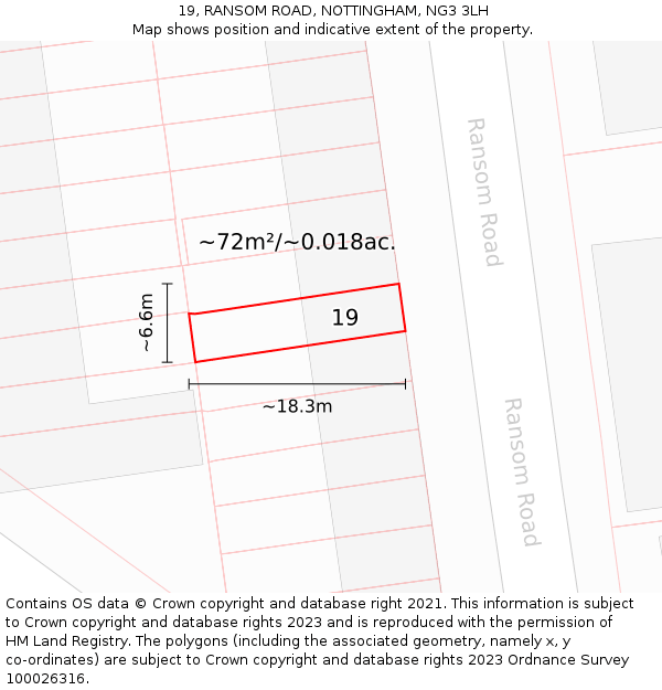 19, RANSOM ROAD, NOTTINGHAM, NG3 3LH: Plot and title map