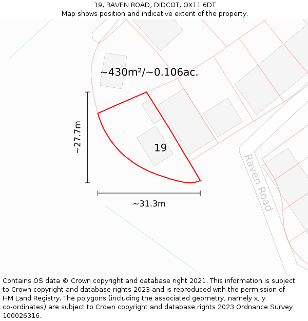 19, RAVEN ROAD, DIDCOT, OX11 6DT: Plot and title map