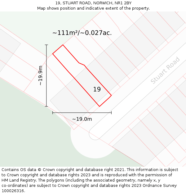 19, STUART ROAD, NORWICH, NR1 2BY: Plot and title map