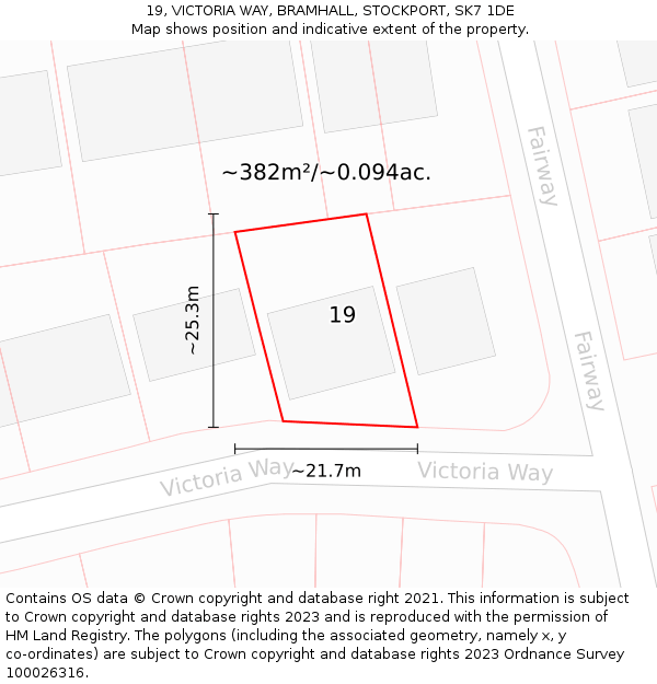 19, VICTORIA WAY, BRAMHALL, STOCKPORT, SK7 1DE: Plot and title map