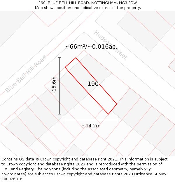 190, BLUE BELL HILL ROAD, NOTTINGHAM, NG3 3DW: Plot and title map