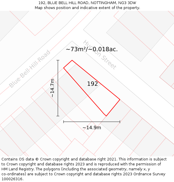 192, BLUE BELL HILL ROAD, NOTTINGHAM, NG3 3DW: Plot and title map