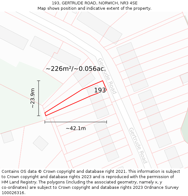 193, GERTRUDE ROAD, NORWICH, NR3 4SE: Plot and title map