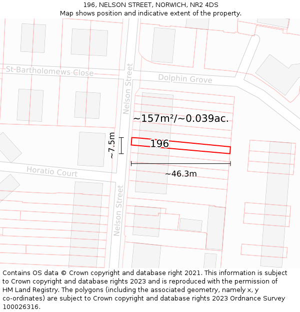 196, NELSON STREET, NORWICH, NR2 4DS: Plot and title map