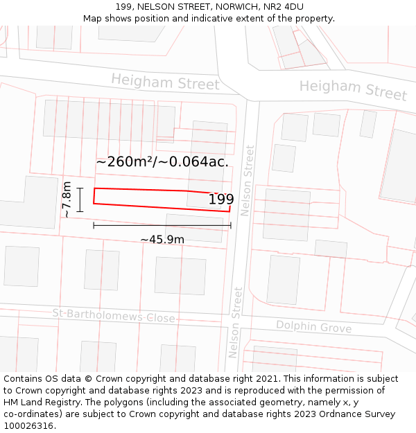199, NELSON STREET, NORWICH, NR2 4DU: Plot and title map