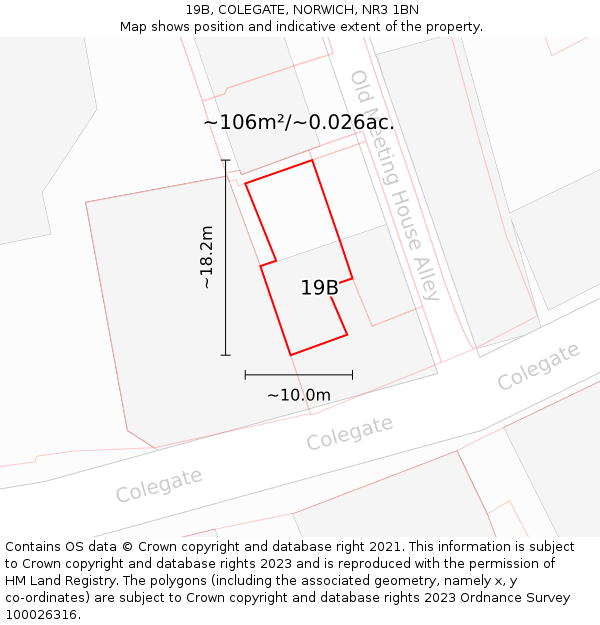 19B, COLEGATE, NORWICH, NR3 1BN: Plot and title map