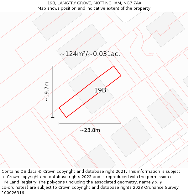 19B, LANGTRY GROVE, NOTTINGHAM, NG7 7AX: Plot and title map