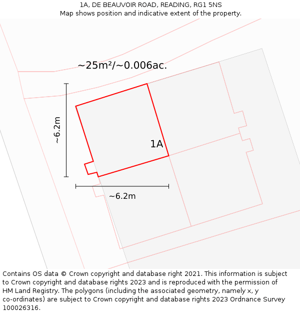 1A, DE BEAUVOIR ROAD, READING, RG1 5NS: Plot and title map