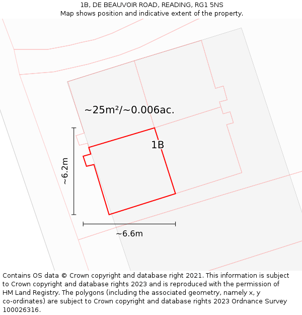 1B, DE BEAUVOIR ROAD, READING, RG1 5NS: Plot and title map