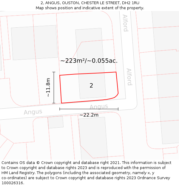 2, ANGUS, OUSTON, CHESTER LE STREET, DH2 1RU: Plot and title map