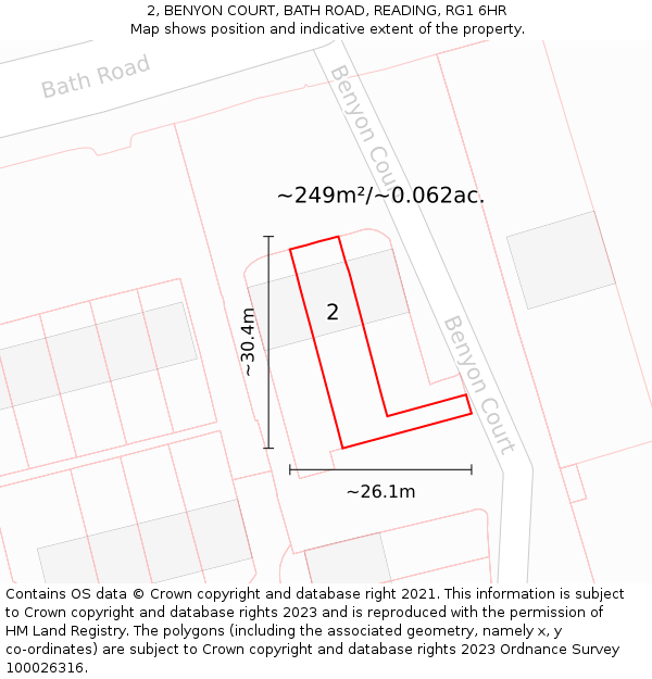 2, BENYON COURT, BATH ROAD, READING, RG1 6HR: Plot and title map