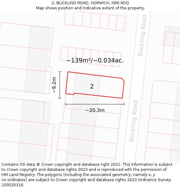 2, BLICKLING ROAD, NORWICH, NR6 6DQ: Plot and title map
