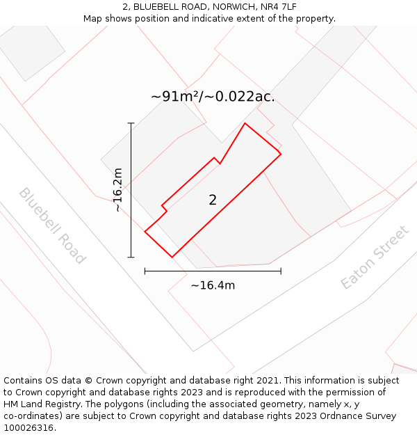 2, BLUEBELL ROAD, NORWICH, NR4 7LF: Plot and title map