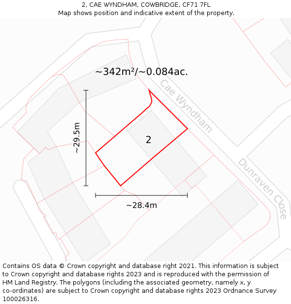 2, CAE WYNDHAM, COWBRIDGE, CF71 7FL: Plot and title map