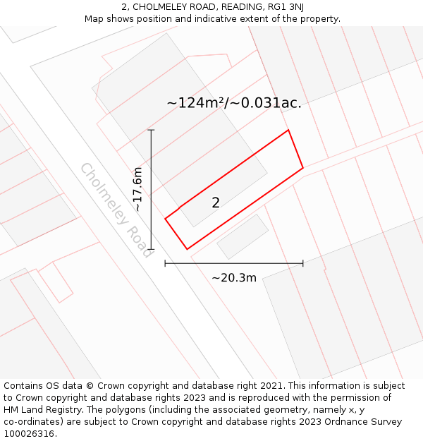 2, CHOLMELEY ROAD, READING, RG1 3NJ: Plot and title map