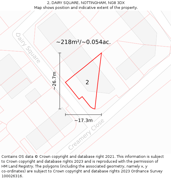 2, DAIRY SQUARE, NOTTINGHAM, NG8 3DX: Plot and title map
