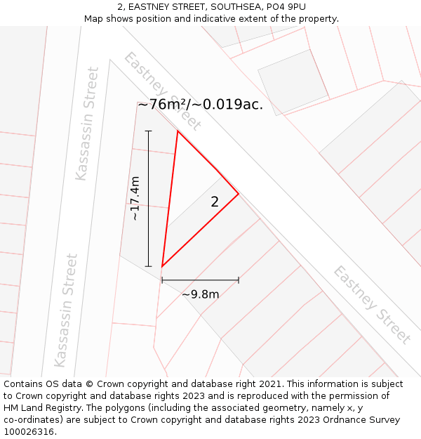 2, EASTNEY STREET, SOUTHSEA, PO4 9PU: Plot and title map