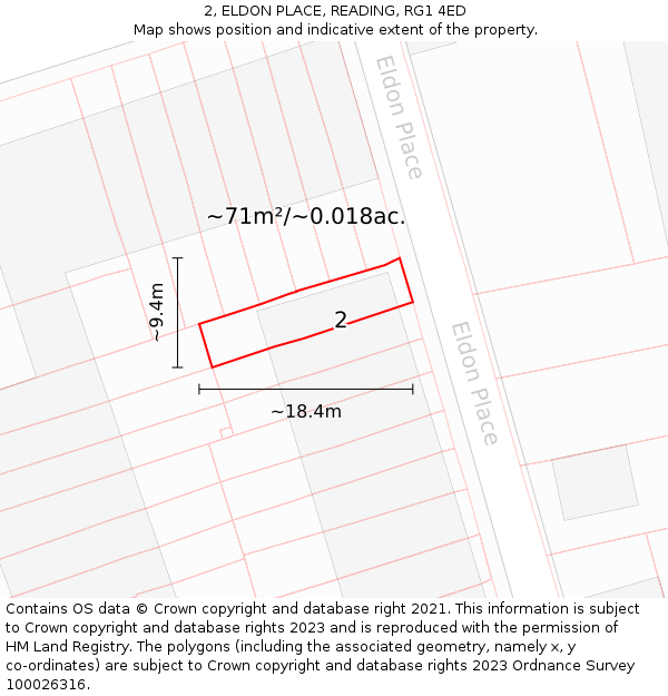 2, ELDON PLACE, READING, RG1 4ED: Plot and title map