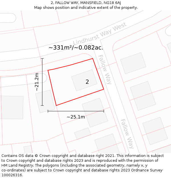 2, FALLOW WAY, MANSFIELD, NG18 6AJ: Plot and title map