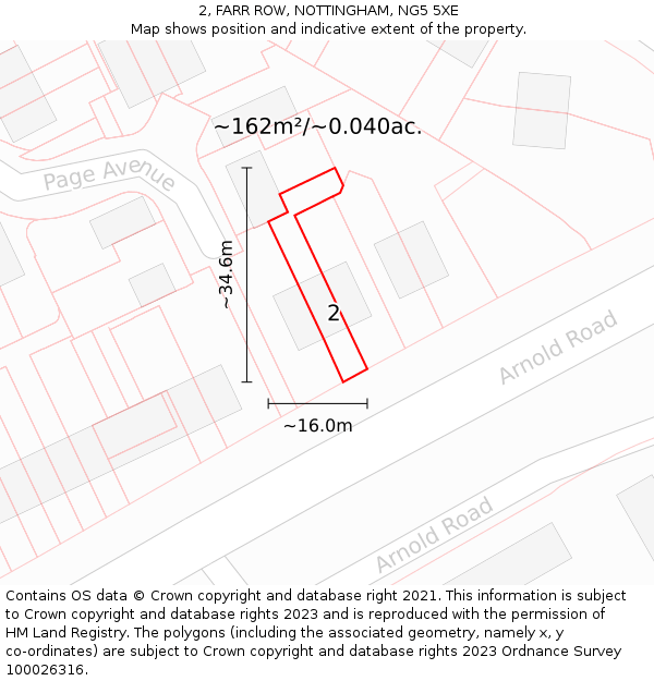 2, FARR ROW, NOTTINGHAM, NG5 5XE: Plot and title map