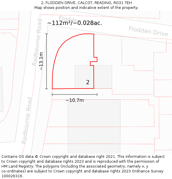 2, FLODDEN DRIVE, CALCOT, READING, RG31 7EH: Plot and title map