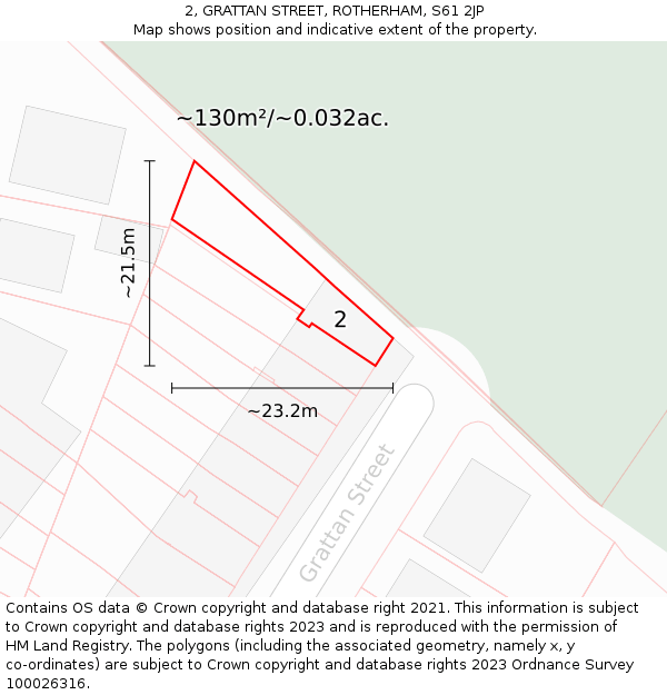 2, GRATTAN STREET, ROTHERHAM, S61 2JP: Plot and title map
