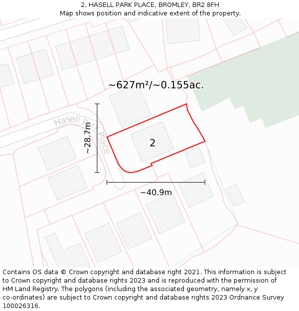 2, HASELL PARK PLACE, BROMLEY, BR2 8FH: Plot and title map