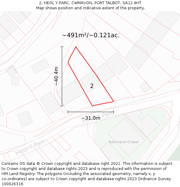 2, HEOL Y PARC, CWMAVON, PORT TALBOT, SA12 9HT: Plot and title map