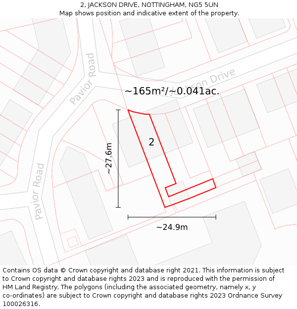2, JACKSON DRIVE, NOTTINGHAM, NG5 5UN: Plot and title map