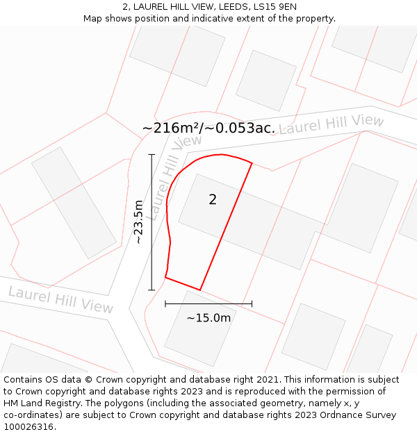2, LAUREL HILL VIEW, LEEDS, LS15 9EN: Plot and title map