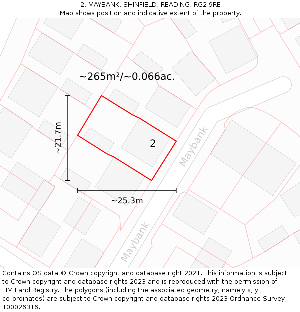 2, MAYBANK, SHINFIELD, READING, RG2 9RE: Plot and title map