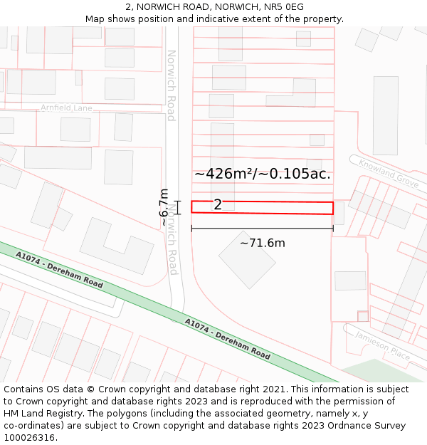 2, NORWICH ROAD, NORWICH, NR5 0EG: Plot and title map