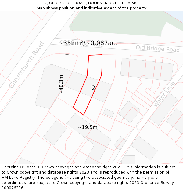 2, OLD BRIDGE ROAD, BOURNEMOUTH, BH6 5RG: Plot and title map