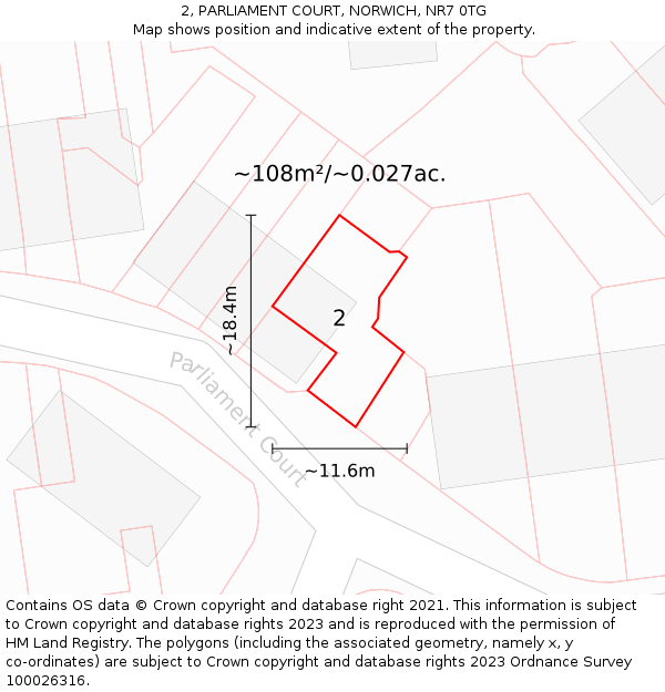 2, PARLIAMENT COURT, NORWICH, NR7 0TG: Plot and title map