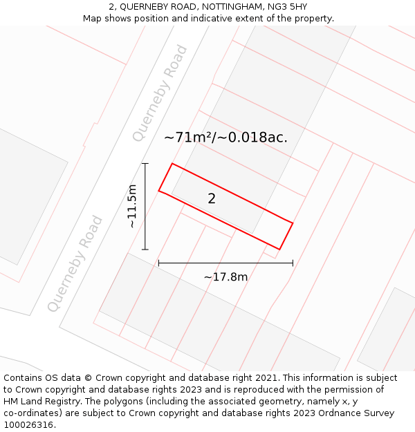 2, QUERNEBY ROAD, NOTTINGHAM, NG3 5HY: Plot and title map