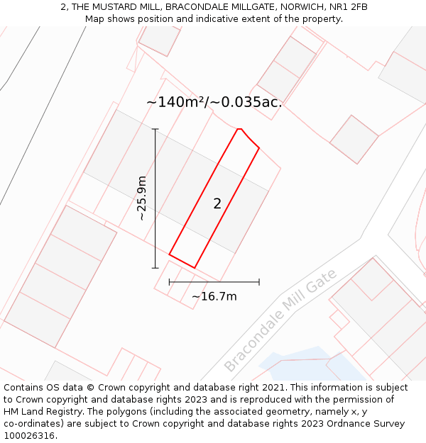 2, THE MUSTARD MILL, BRACONDALE MILLGATE, NORWICH, NR1 2FB: Plot and title map