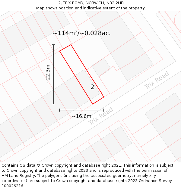 2, TRIX ROAD, NORWICH, NR2 2HB: Plot and title map