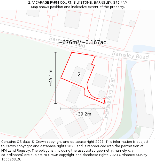 2, VICARAGE FARM COURT, SILKSTONE, BARNSLEY, S75 4NY: Plot and title map
